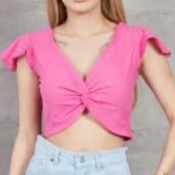 JAPNA Smocked Cropped Tops Pink & Blue L - Picture 3 of 11